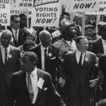 Civil rights movement - Civil Rights March on Washington,  ( Leaders marching from the Washington Monument to the Lincoln Memorial) NARA 542010, tags: black - CC BY-SA