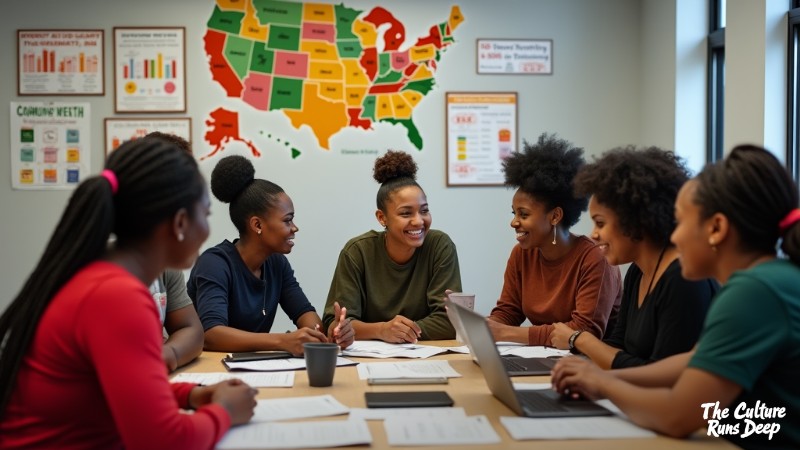 Empowering Black Communities: Stories of Transformation, Concept art for illustrative purpose, tags: women reshape investment communities - Monok